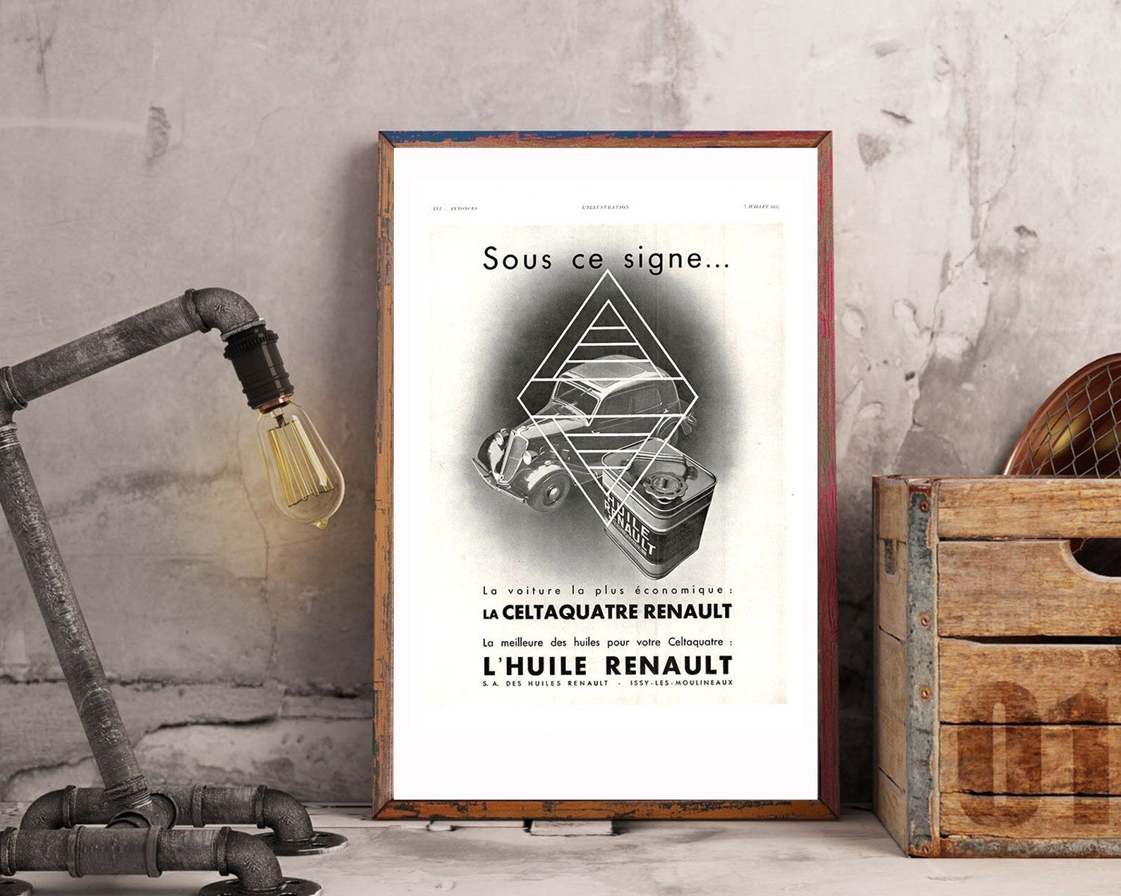 Vintage poster 30s Renault Automobiles