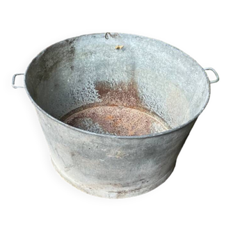 Large vintage steel handle basin