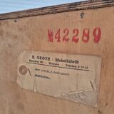 1960s, Danish office cabinet, original condition, teak wood, sliding doors, drawers inside.