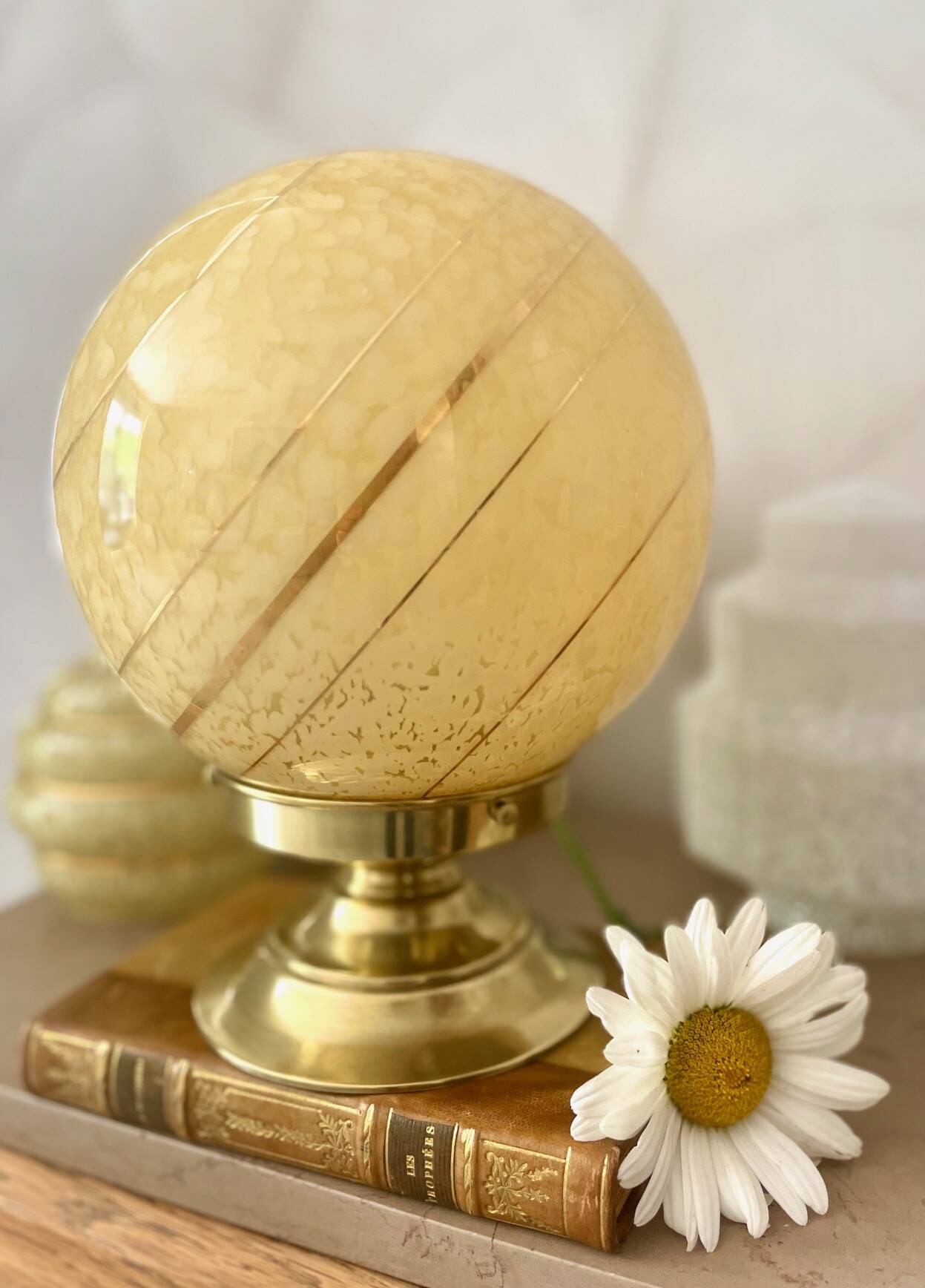 Yellow Clichy glass art deco lamp