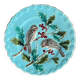 Plate with birds and holly in Sarreguemines majolica from the 19th century - Barbotine - Ref 1158