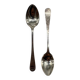 Service of 12 silver-plated metal coffee spoons with tongs and box from around 1900.