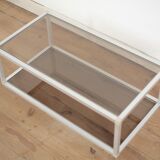 Aluminium coffee table and smoked glasses, France, circa 1980