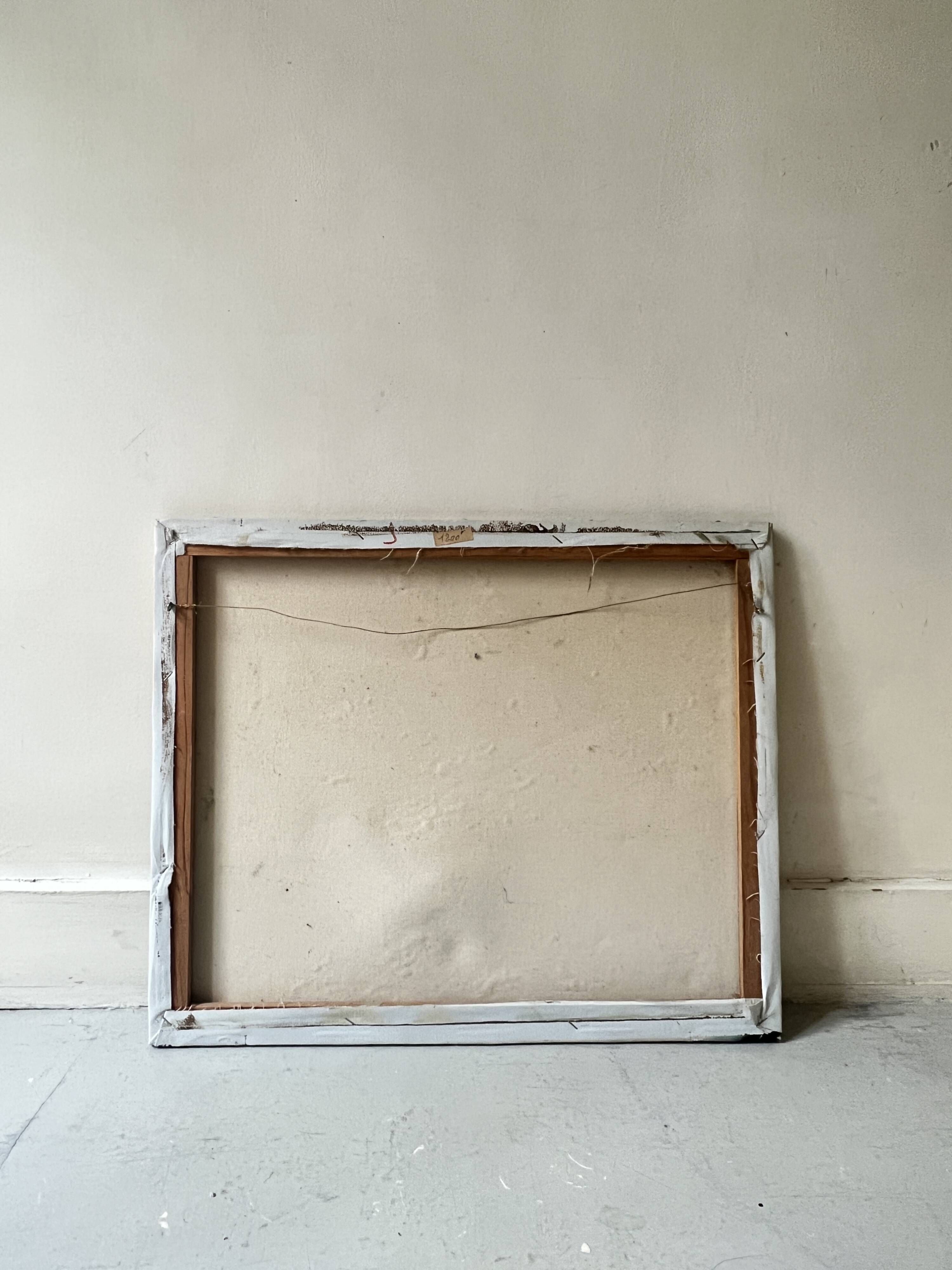 Large abstract modernist painting & original oil signed on canvas