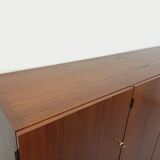 High Scandinavian modernist vintage sideboard in teak and black metal.