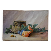 Tableau - Nature morte ornementale avec fruits et pot