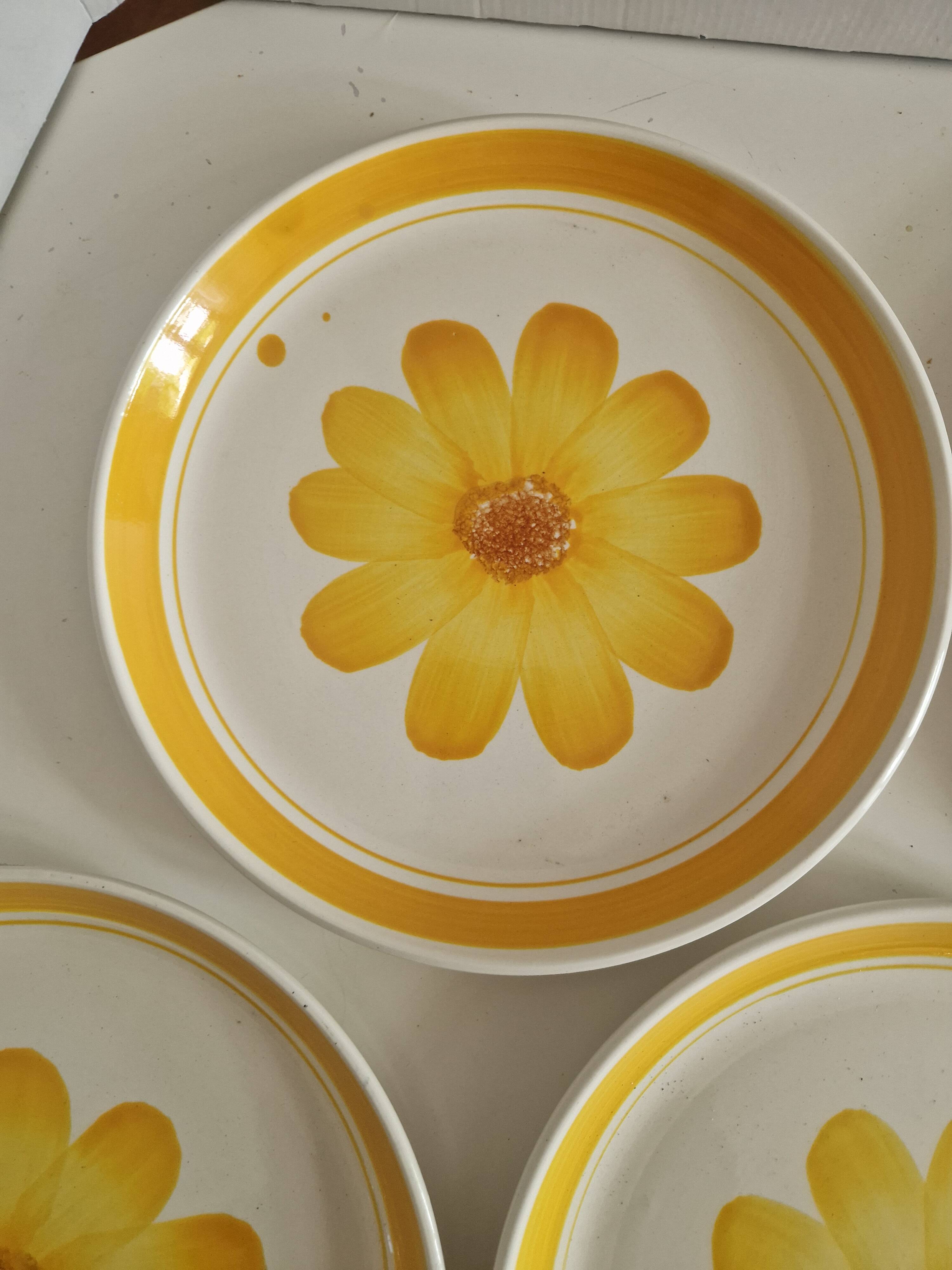 Set of 10 Flat Plates Sarreguemines Model Roseline