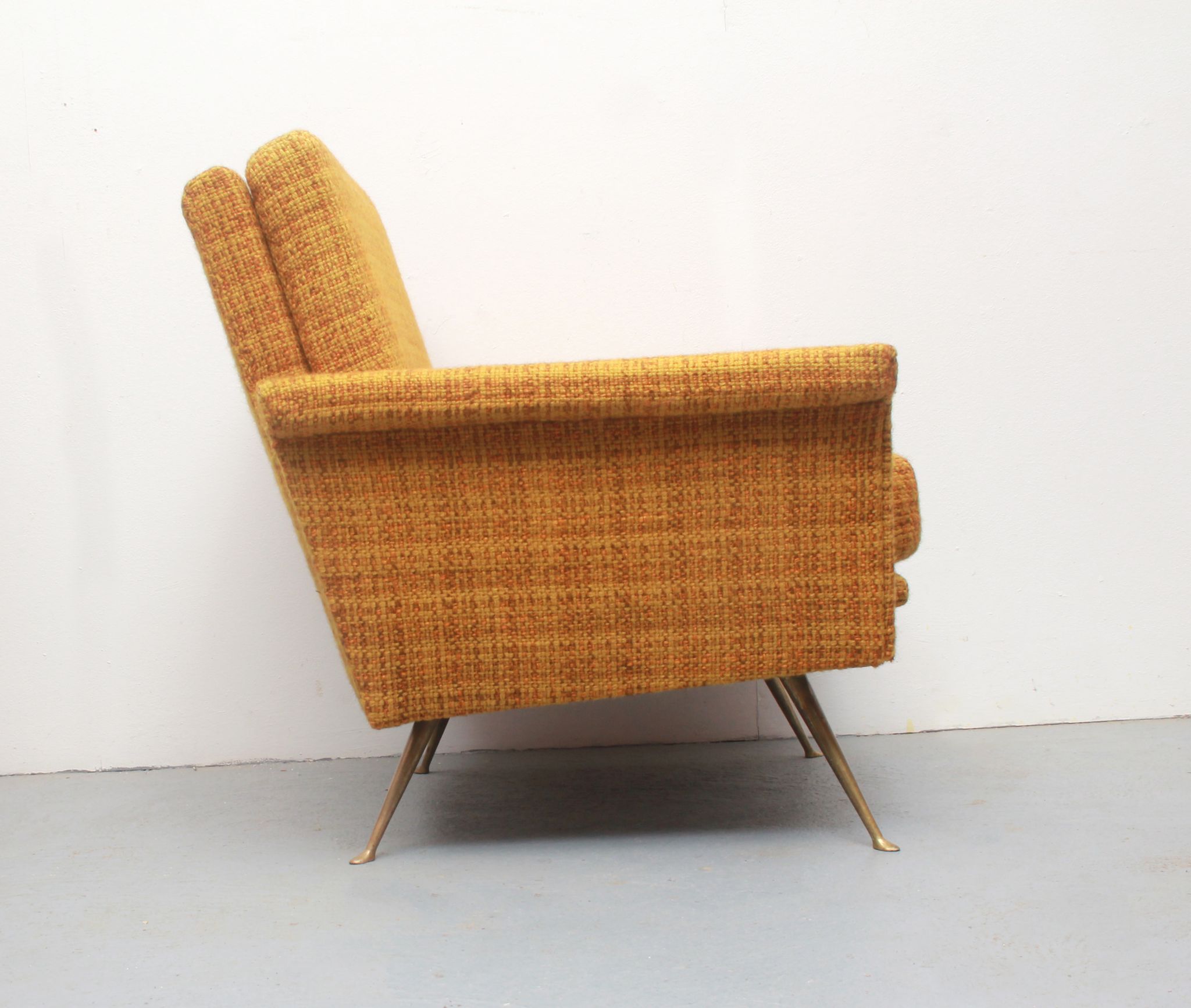 1950s chair in corn yellow , legs in brass