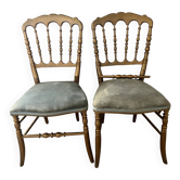 Paire de chaises Napoléon III bois doré et assise velours