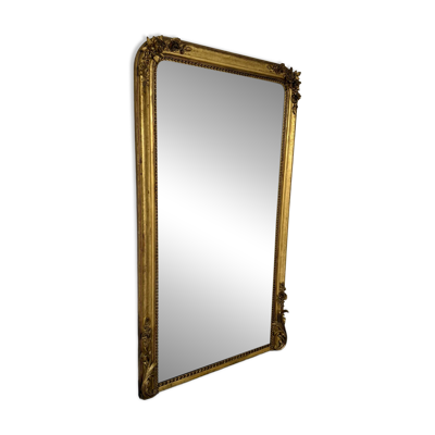 Grand miroir Napoléon III à parecloses en bois doré XIXe siècle 200 cm