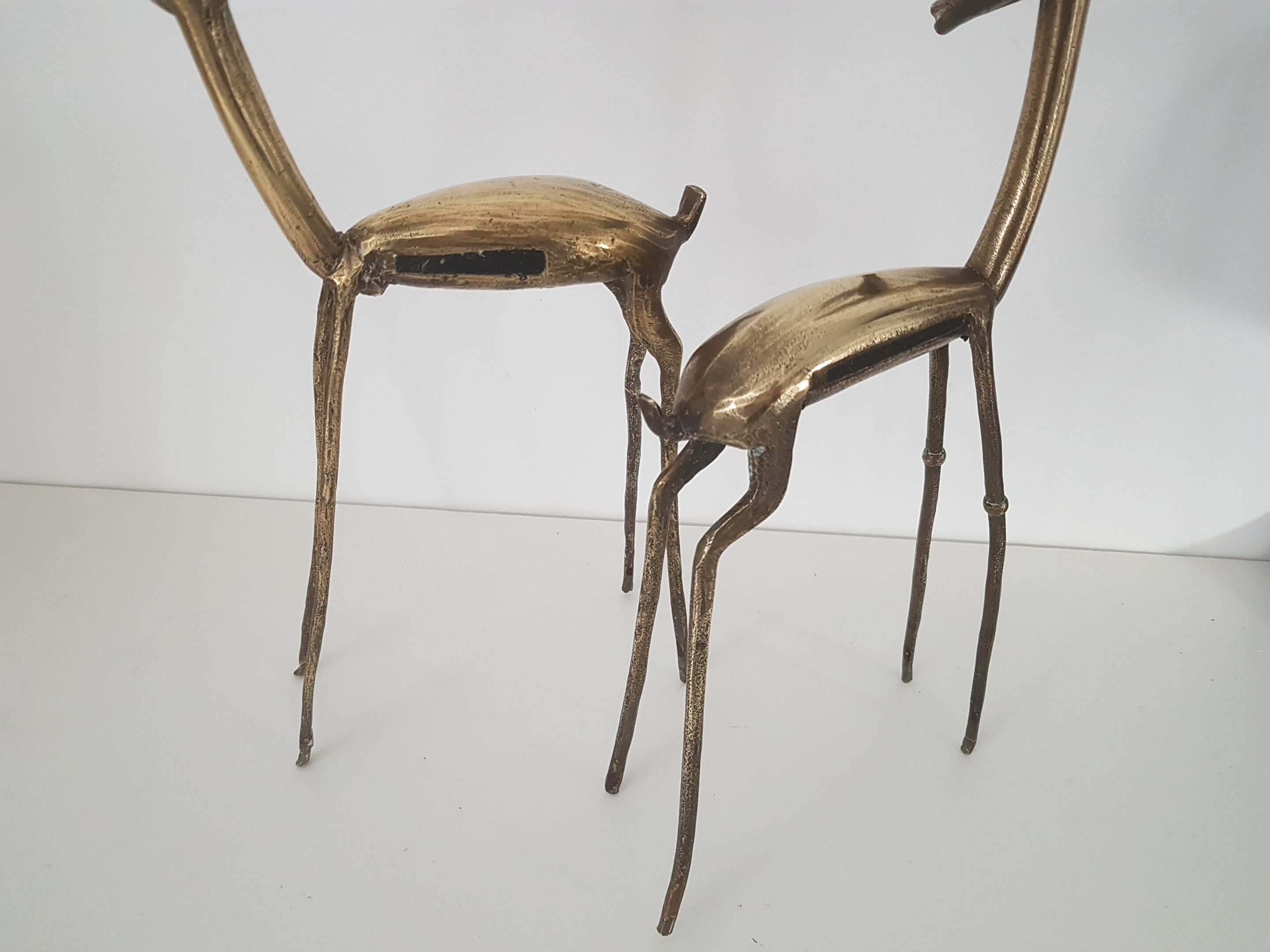 Lot of 2 vintage brass antelopes