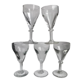 Lot de 5 verres à vin en verre moulés très anciens début XIXème