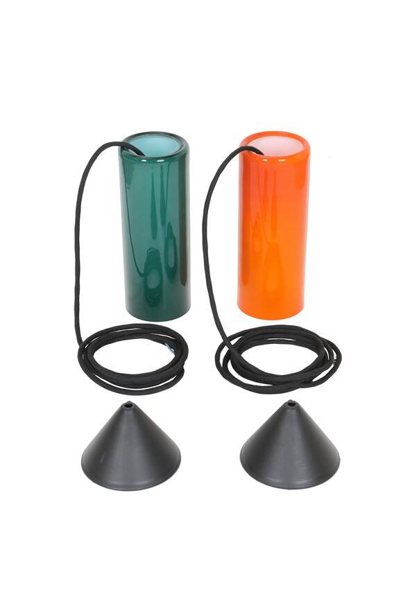 Ensemble de 2 lampes suspendues en verre Nordisk Solar Compagni / Holmegaard “74105” / Design danois moderne des années 1960.