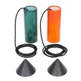 Ensemble de 2 lampes suspendues en verre Nordisk Solar Compagni / Holmegaard “74105” / Design danois moderne des années 1960.