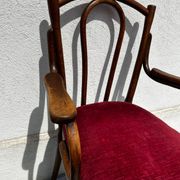 Thonet Vienna bistro chair in bent wood, velvet seat – circa 19