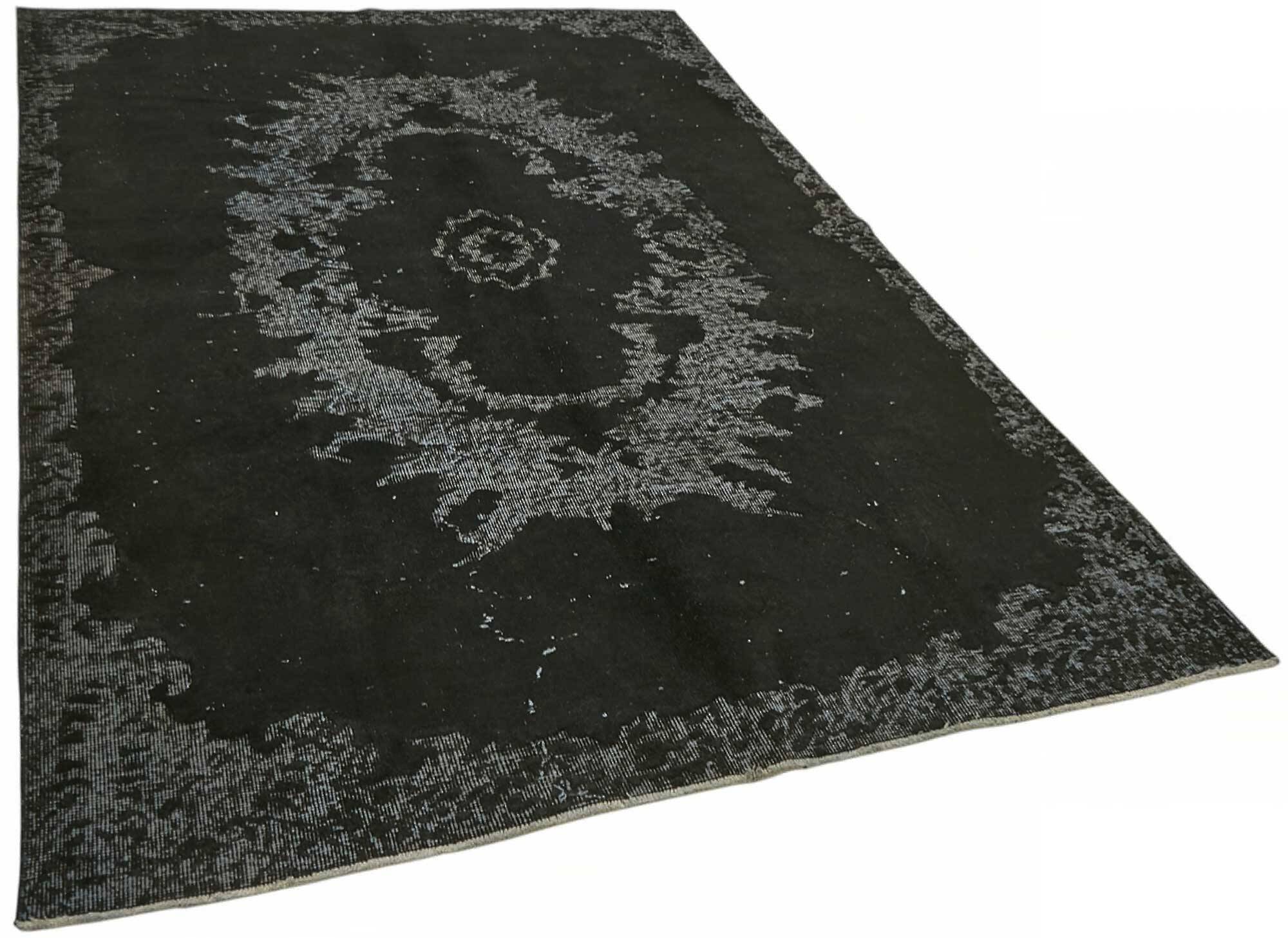 Overdyed Wool Vintage Handmade Carved Rug 169 cm x 288 cm