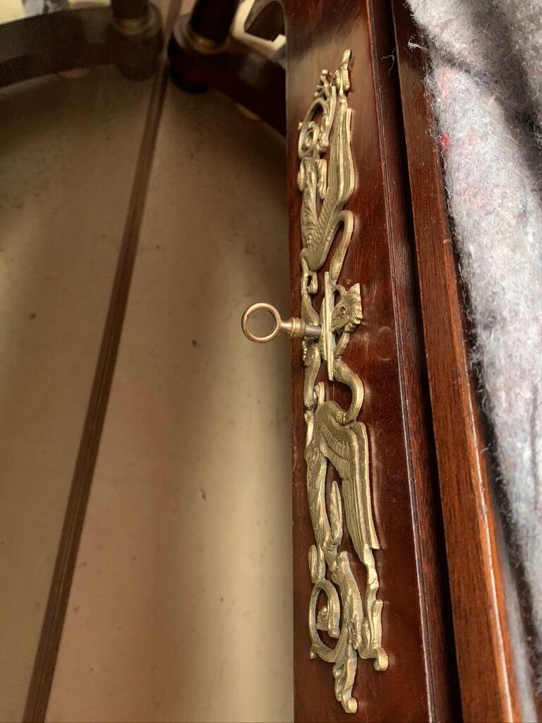 Empire flat desk, mahogany, double-sided, gilded bronzes