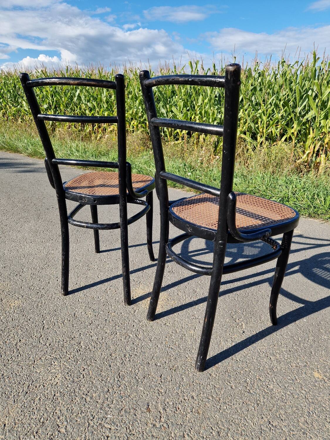 Set of 2 cane bistro chairs