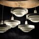 Saturn pendant light in satin white lacquered metal