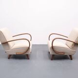 1930 Jindrich Halabala Bentwood Armchair in Beige Buckle