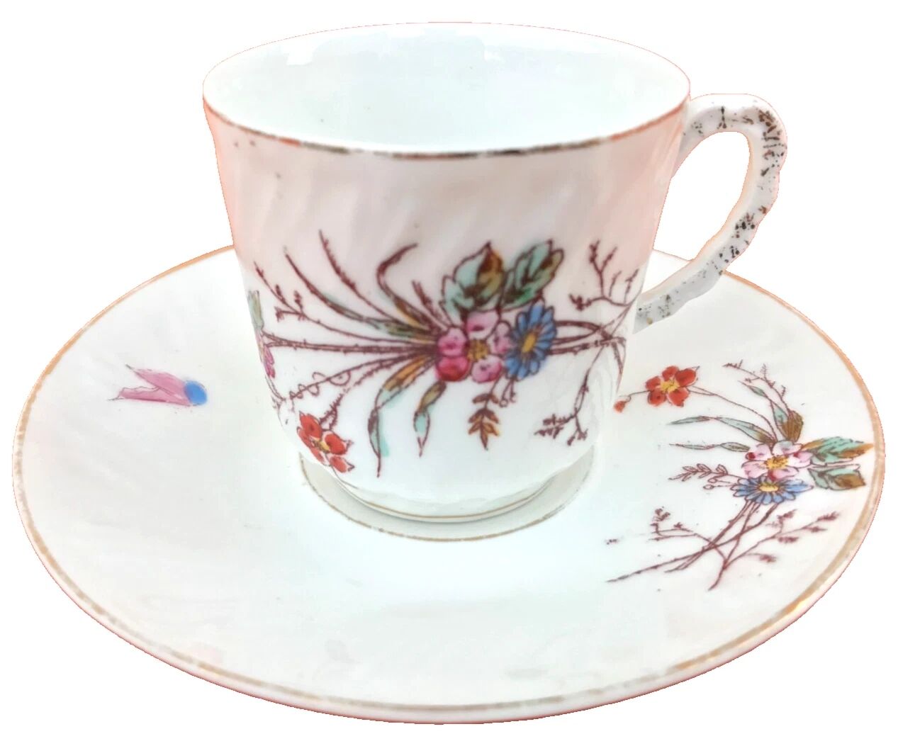 Old coffee cup / saucer in porcelain