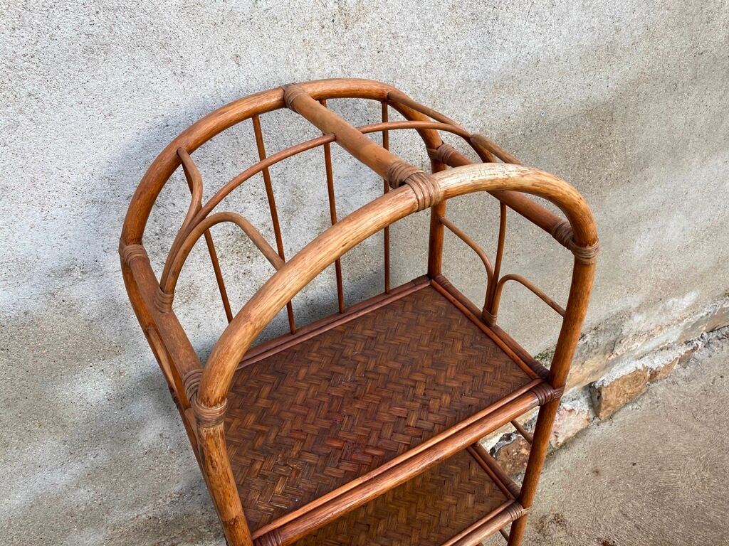Vintage 70s rattan library
