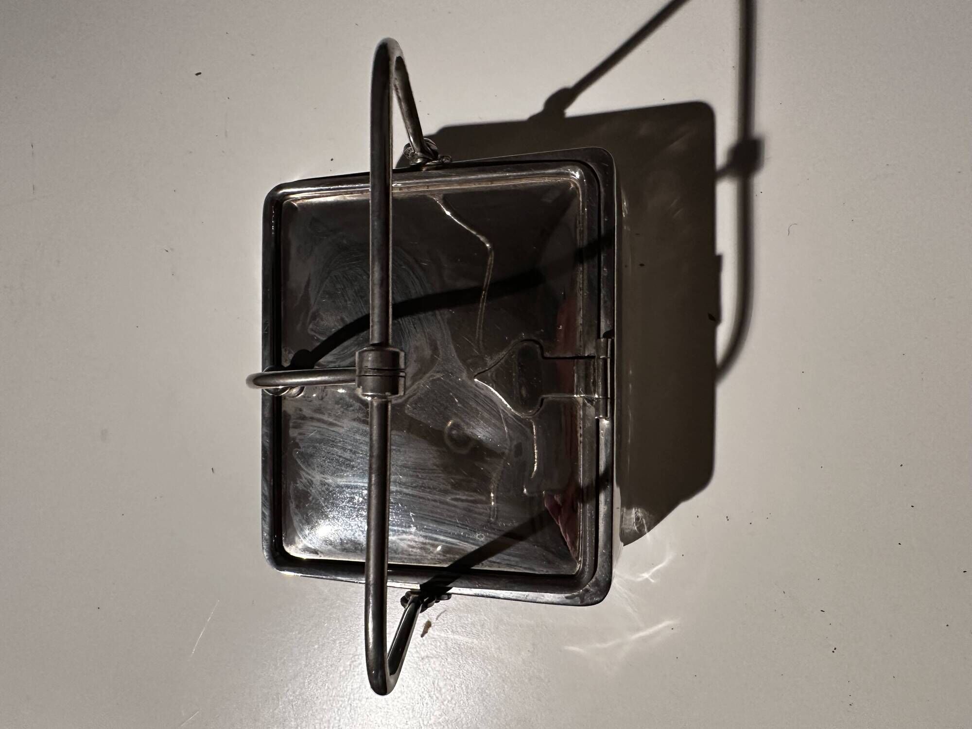 Art Deco Period Butter Dish, Silver Metal and Crystal - With Balance Wheel
