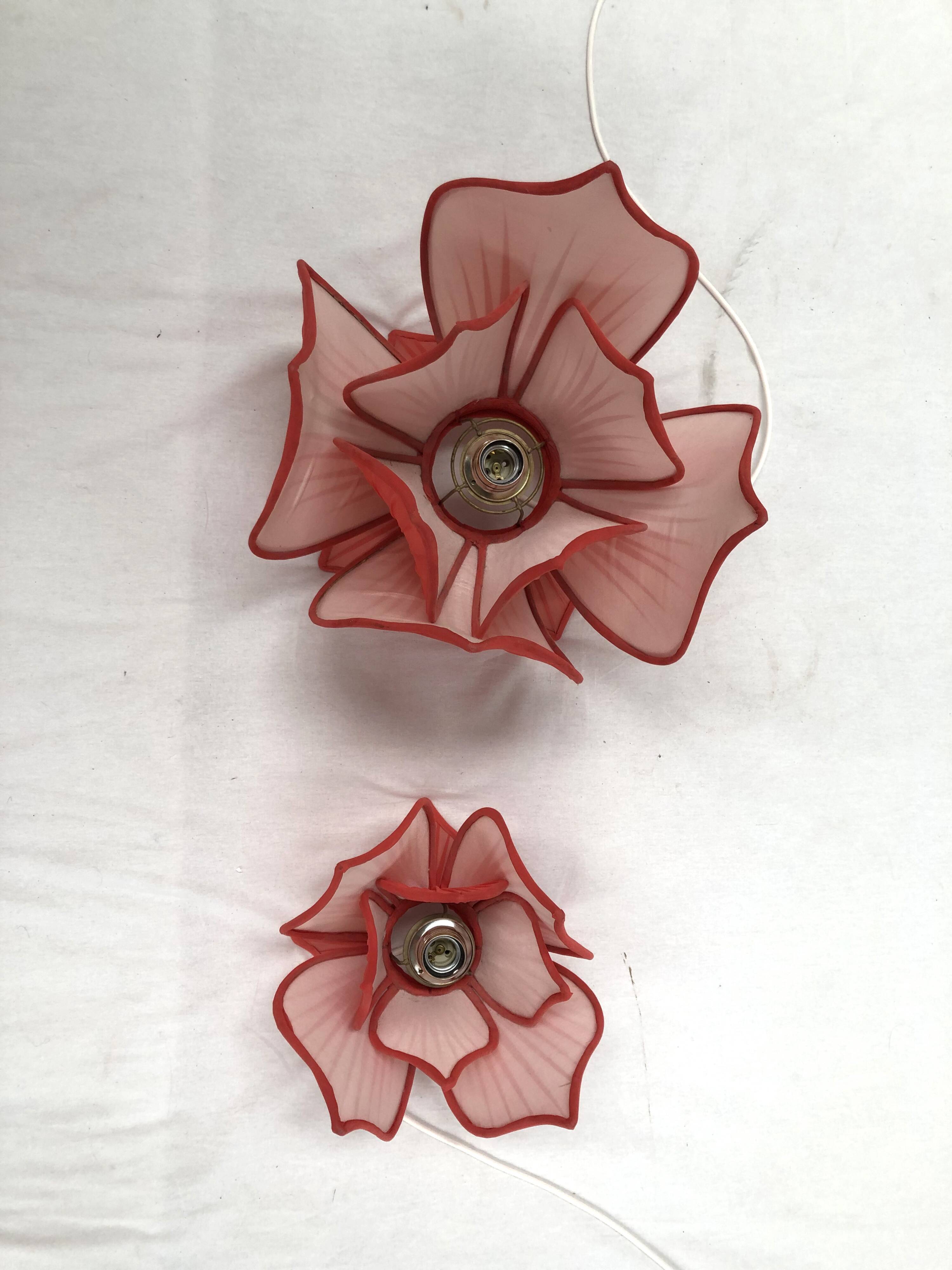 Set of Lotus fabric hanging lamps