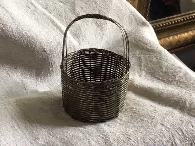 Silver metal woven basket