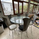 Design glass and steel high table 6-8 seats