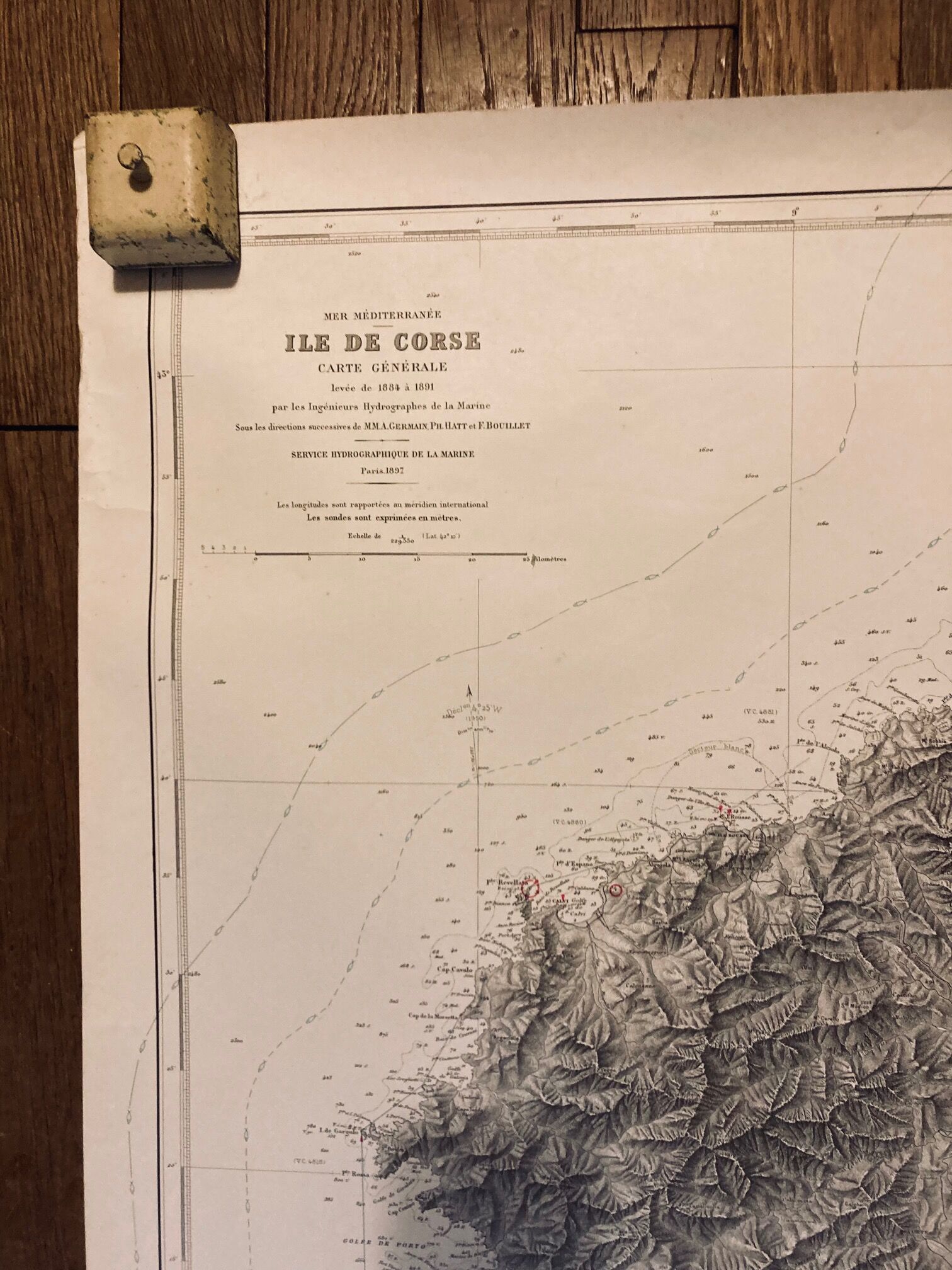 Nautical chart island of corsica corsica recorded germain- hatt bouillet 1884_1891 maritime chart ed 1952