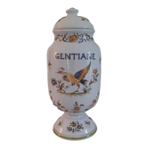 Apothecary pot "gentiane" in faience of moustiers