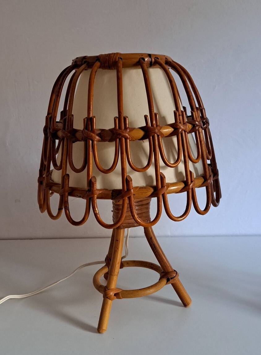 Pair of bamboo bedside lamps