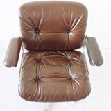 Chaise de bureau en cuir Stoll Giroflex par Karl Dittert moderne du milieu du siècle
