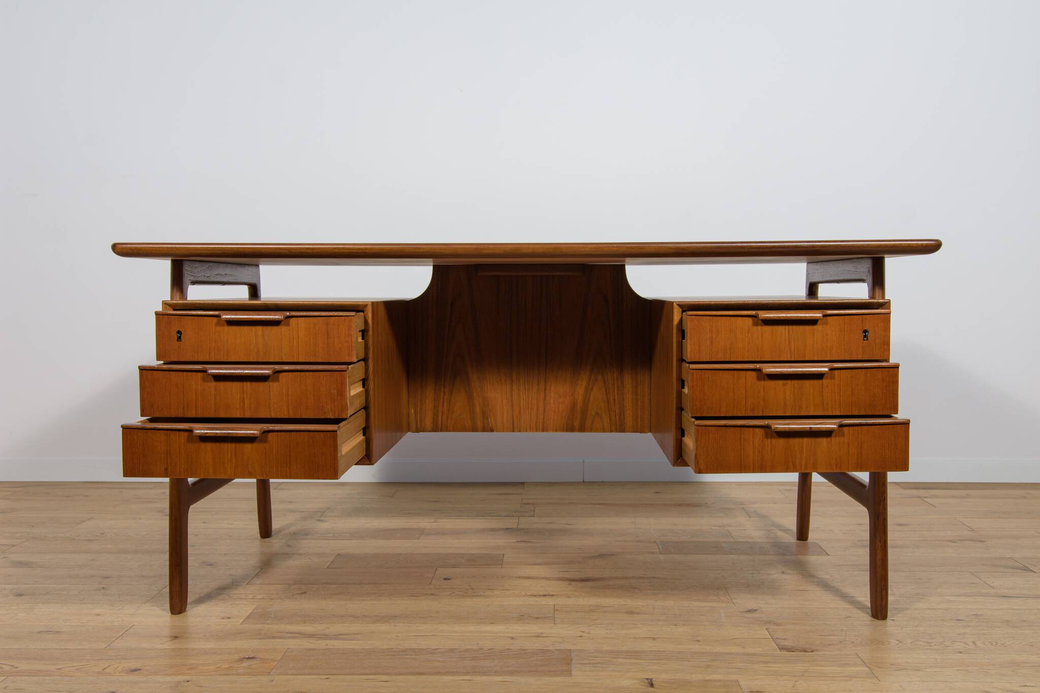Mid-Century Model 75 Freestanding Teak Desk from Omann Jun, Denmark, 1950s