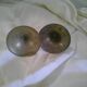 Pair of brass and mother-of-pearl candlesticks