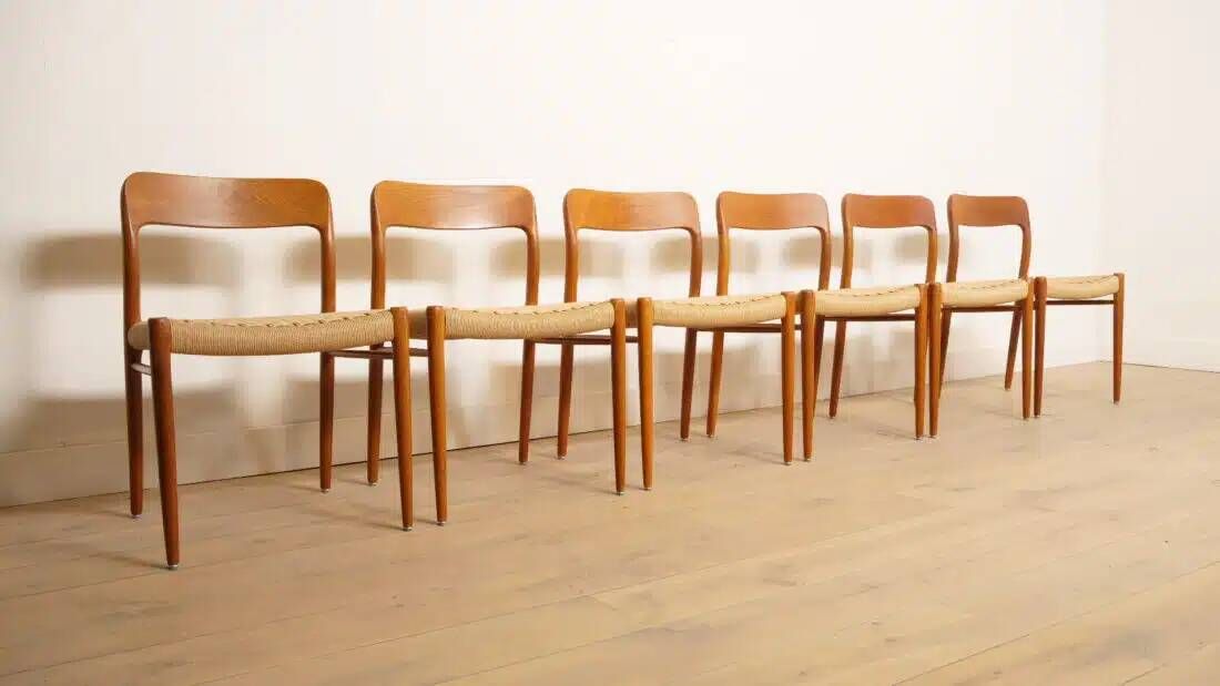 6 x vintage dining chairs | Niels Otto Møller | Model 75