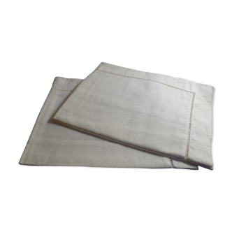 2 old openwork mestizo cotton pillowcases