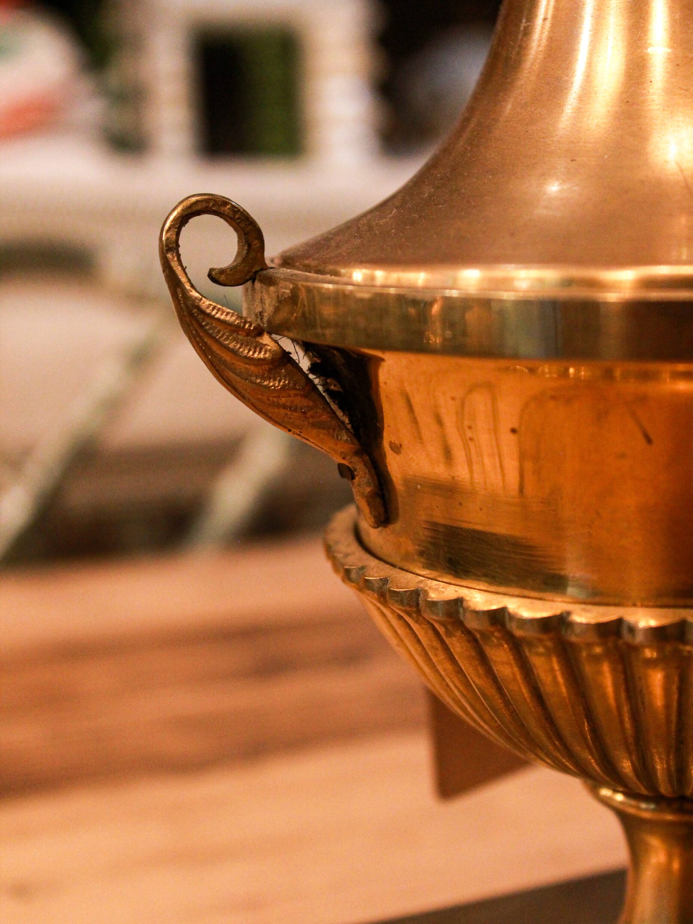 Pair of brass lamps in a classic design, 1950s