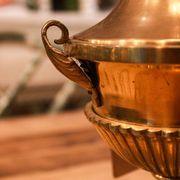 Pair of brass lamps in a classic design, 1950s