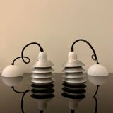 Pair of vintage pendant lights - 70s design metal lamps