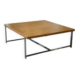 Table basse en acajou et acier chromé, 1970