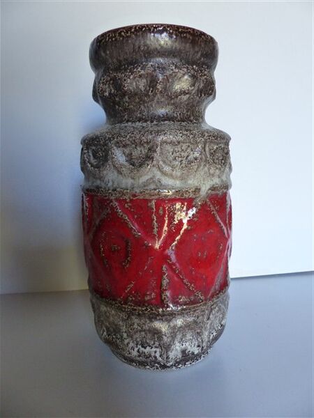 Vase Fat Lava West Germany décor rouge