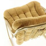 Chaises italiennes vintage en métal doré, Italie années 1970