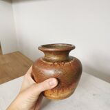 Fat Lava Pottery Vase: Vintage West Germany 202-13, Brown Drip Glaze