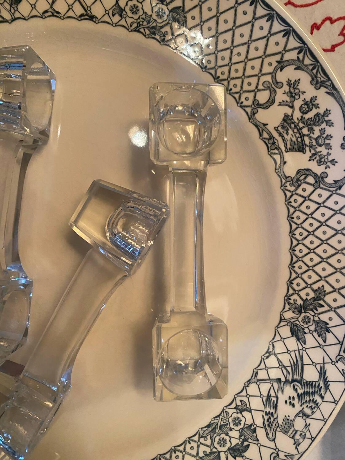 Set of 3 crystal candle holders