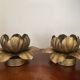 Pair of vintage gold metal flower wall lights