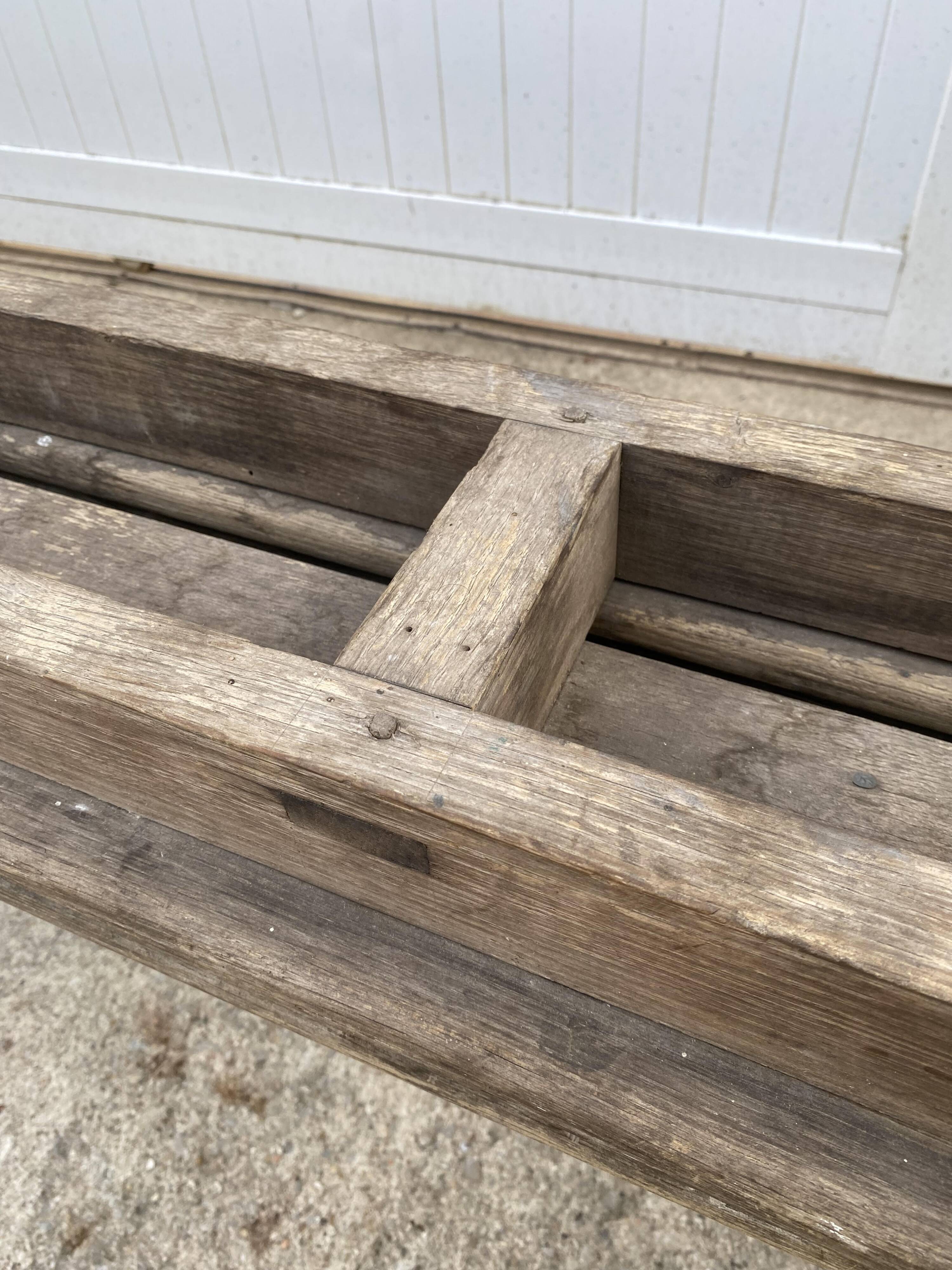 Pair of 2m solid oak wood farm benches for rustic farm table 1900