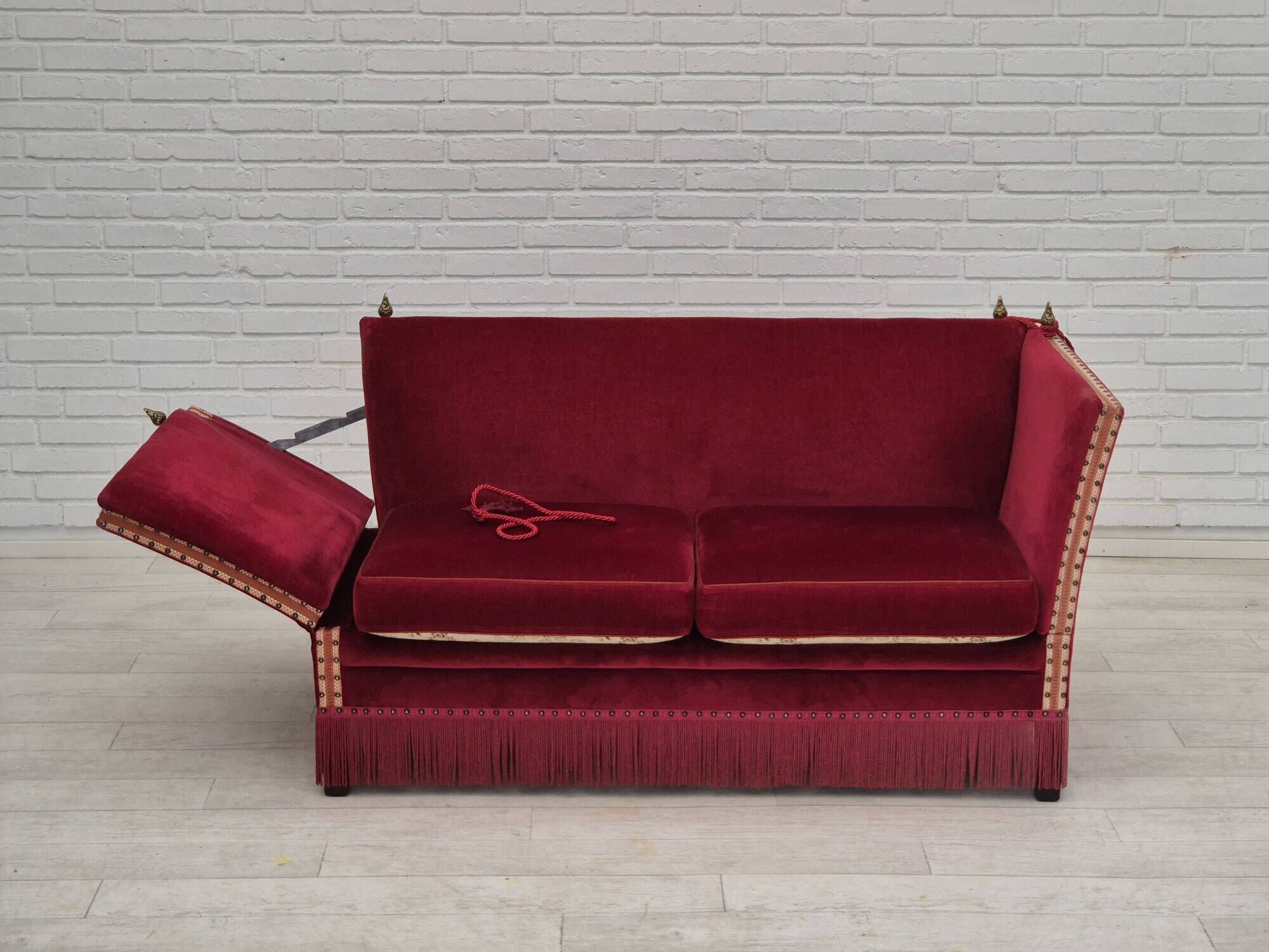 1970s, Danish 2 seater sofa, original condition, furniture velour, ash wood.