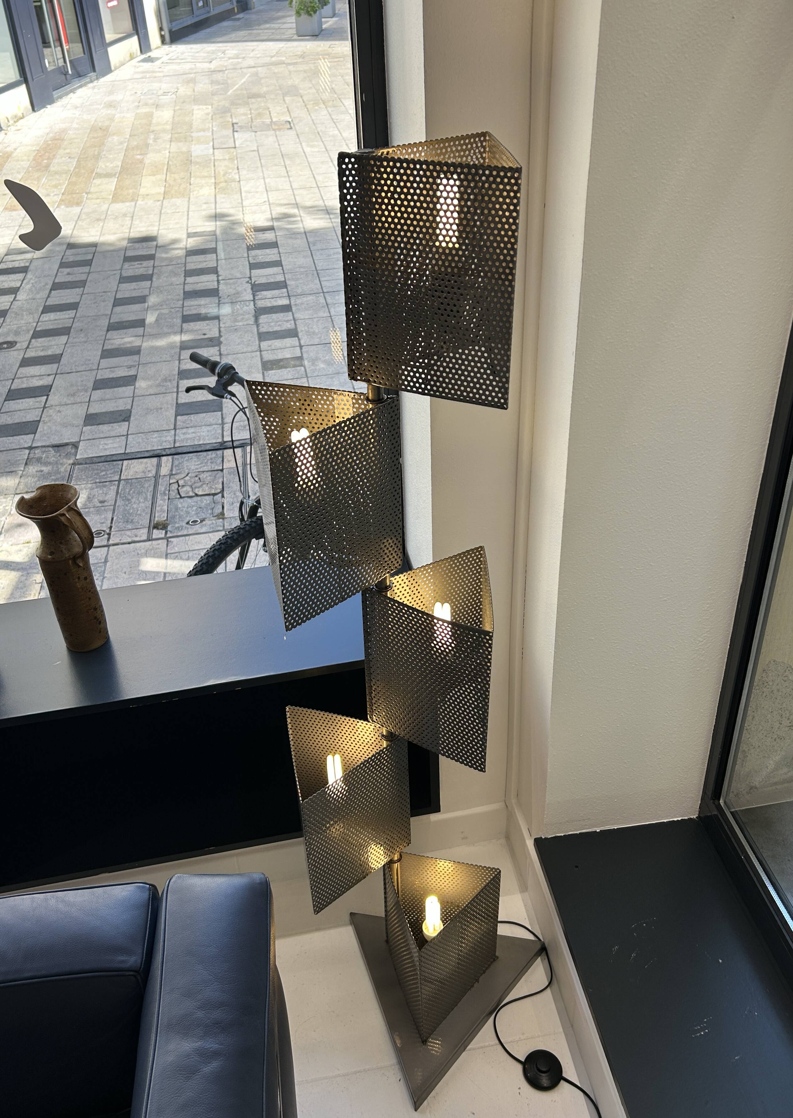 80s perforated metal floor lamp